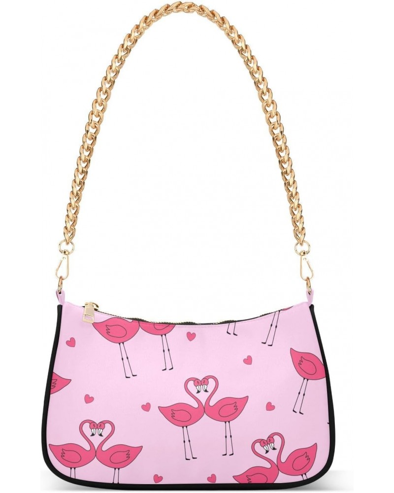 Shoulder Bag Doodle Flamingo Heart Lover Women Clutch Handbag Shoulder Purch Date Chain Bag Tote Bag Spring Holiday Birthday ...