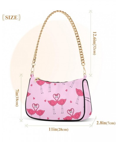 Shoulder Bag Doodle Flamingo Heart Lover Women Clutch Handbag Shoulder Purch Date Chain Bag Tote Bag Spring Holiday Birthday ...