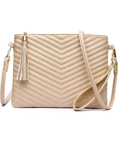 Small Crossbody Bags for Women, Trendy Vegan Leather Shoulder Purses, Clutch Wallet with Wristlet Strap Beige-large $10.78 Cr...