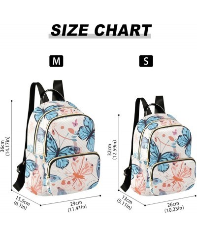 Blue Pink Butterfles Fashion Backpack Purse Ladies Fashion Rucksack Travel Shoulder Bag Casual Daily Backpack Work Bag Small ...