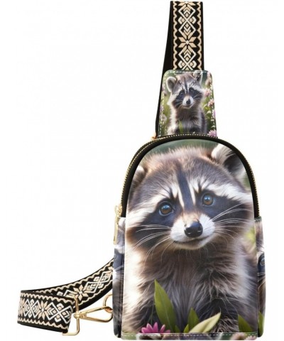 Fairy Raccoon Small Sling Bag for Women Leather Crossbody Fanny Packs Chest Bag for Hiking Travel Outdoors $14.57 Crossbody Bags