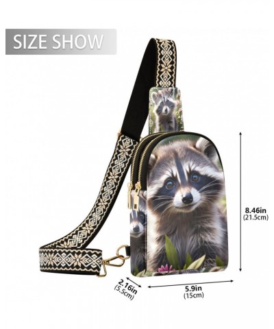 Fairy Raccoon Small Sling Bag for Women Leather Crossbody Fanny Packs Chest Bag for Hiking Travel Outdoors $14.57 Crossbody Bags