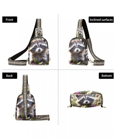 Fairy Raccoon Small Sling Bag for Women Leather Crossbody Fanny Packs Chest Bag for Hiking Travel Outdoors $14.57 Crossbody Bags