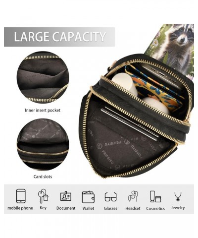 Fairy Raccoon Small Sling Bag for Women Leather Crossbody Fanny Packs Chest Bag for Hiking Travel Outdoors $14.57 Crossbody Bags