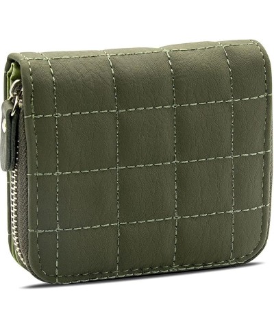 Small Wallet for Women Girls Bifold Quilted Leather Pocket Wallet Accordion Card Holder Wallet Compact Wallet (White) Green $...