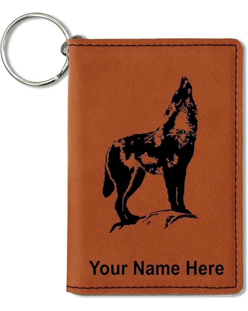 ID Holder Wallet, Howling Wolf, Personalized Engraving Included (Dark Brown) Dark Brown $15.67 Wallets