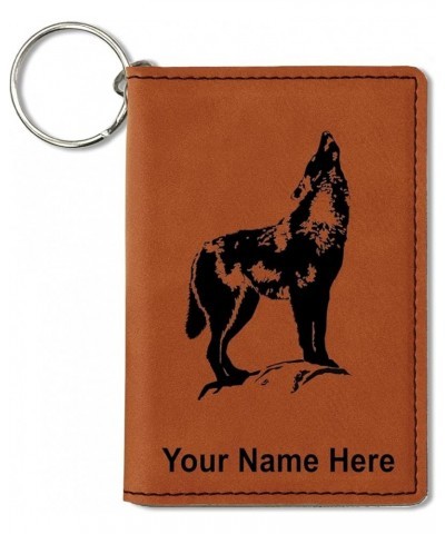 ID Holder Wallet, Howling Wolf, Personalized Engraving Included (Dark Brown) Dark Brown $15.67 Wallets