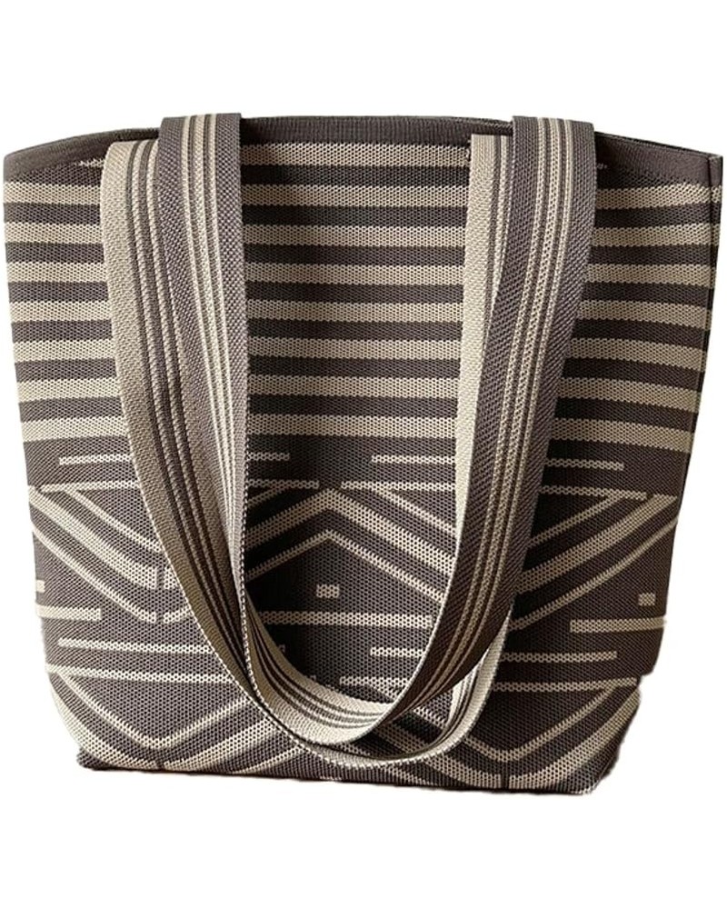 Striped Pattern Knitted Shoulder Bag Woven Women's Tote Large Capacity Commuter Tote Bag Purse Hobo Bag Satchel Clutch Bag Ho...