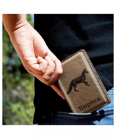 ID Holder Wallet, Howling Wolf, Personalized Engraving Included (Dark Brown) Dark Brown $15.67 Wallets