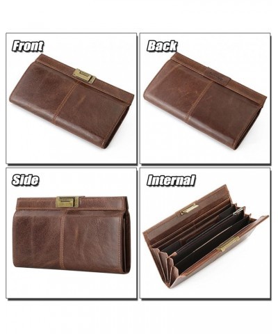 Vintage Genuine Leather Clutch Purse for Women Ladies Cell Phone Handbag Credit Card Holder Wallet with Multi Compartments Co...