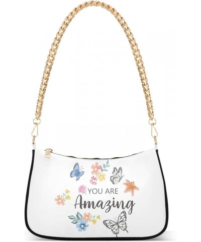 Shoulder Bag Sunflowers Checked Background Tote Bag Chain Bag Cross Body Handbag Purse for Women Butterfly Daisy $13.80 Shoul...