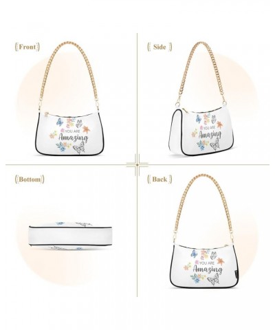 Shoulder Bag Sunflowers Checked Background Tote Bag Chain Bag Cross Body Handbag Purse for Women Butterfly Daisy $13.80 Shoul...