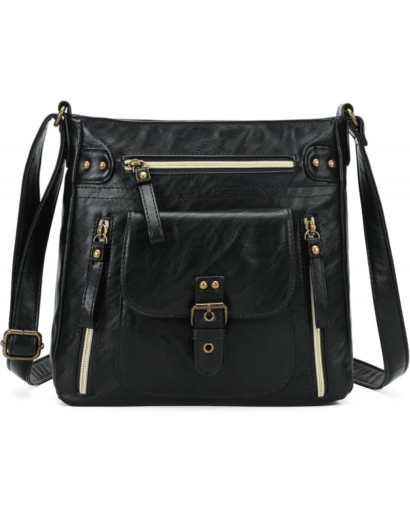 Crossbody Bags for Women, Multi Pocket Shoulder Bags, Medium PU Leather Cross Body Purses 1ablack-bh $34.43 Totes