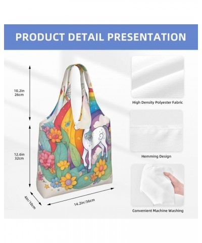 Cartoon Unicorns Extra Large Capacity Shoulder Canvas Bag For Shopping Travel Daily Use $12.99 Totes