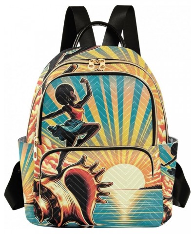 Dancer and Conch Quilted Backpacks Woman Backpack Purse Travel Backpack Dancer and Conch Medium $23.00 Backpacks