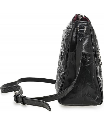 Women's Pleated Cowhide Casual Shoulder Crossbody bag Black $24.38 Shoulder Bags