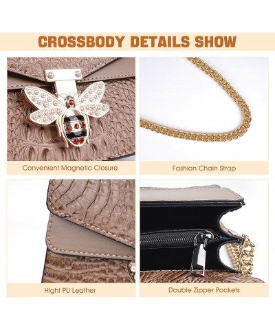 Crossbody and Evening Handbag For Women - Fashion Leather Chain Purse Satchel Bag with Top Handle for Party Bees Brown $15.95...