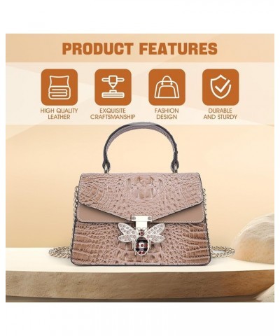 Crossbody and Evening Handbag For Women - Fashion Leather Chain Purse Satchel Bag with Top Handle for Party Bees Brown $15.95...