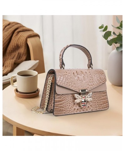 Crossbody and Evening Handbag For Women - Fashion Leather Chain Purse Satchel Bag with Top Handle for Party Bees Brown $15.95...