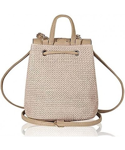 Women Mini Braid Tassels Straw Woven Backpack PU Leather Flap Drawstring Daypack Convertible Cross-body Bag Mini Khaki $19.73...