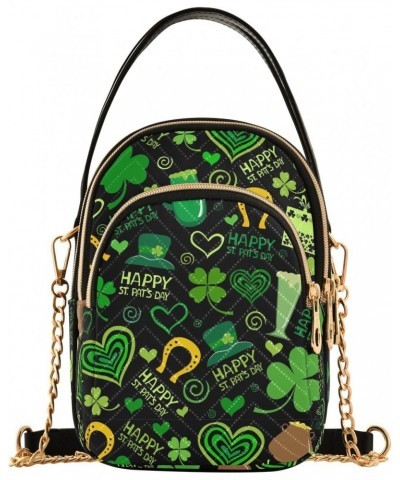 St. Patrick's Day Small Crossbody Handbag for Women Mini Over Shoulder Purse with Three Zippered Pockets Durable Sling Bag fo...