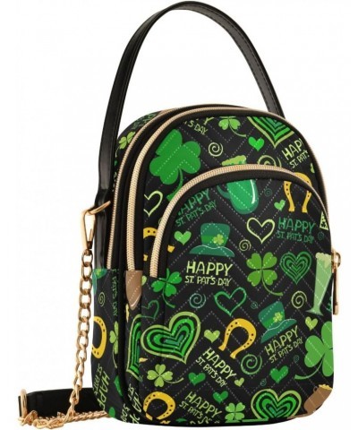 St. Patrick's Day Small Crossbody Handbag for Women Mini Over Shoulder Purse with Three Zippered Pockets Durable Sling Bag fo...