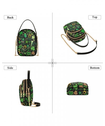 St. Patrick's Day Small Crossbody Handbag for Women Mini Over Shoulder Purse with Three Zippered Pockets Durable Sling Bag fo...