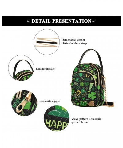 St. Patrick's Day Small Crossbody Handbag for Women Mini Over Shoulder Purse with Three Zippered Pockets Durable Sling Bag fo...