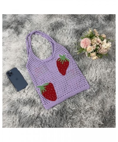 Crochet Tote Bag Hobo Bag for Women Fairy Grunge Aesthetic Tote Bag Fairy Grunge Accessories Summer Beach Bag Purple $16.63 H...