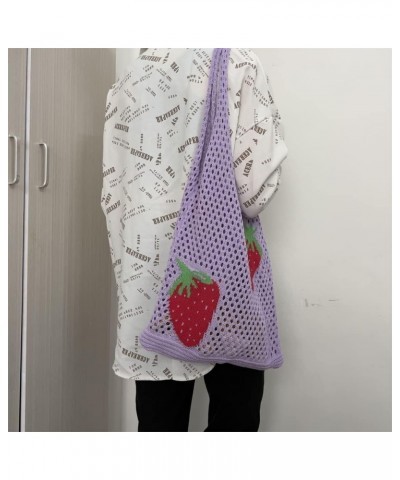 Crochet Tote Bag Hobo Bag for Women Fairy Grunge Aesthetic Tote Bag Fairy Grunge Accessories Summer Beach Bag Purple $16.63 H...