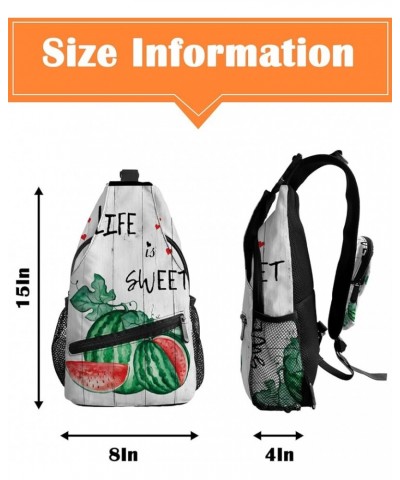 Sling Bag Crossbody Bag for Women Men Welcome Summer Watermelon Waterproof Hiking Backpack Lightweight Chest Shoulder Bag Day...