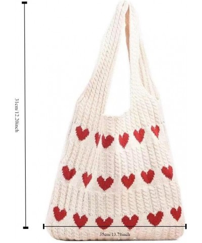 Crochet Bag Tote Bag for Women Cutecore Bags Heart Tote Bag Cute Knitting Bag Fairycore Hobo Bag Beach Bag (Khaki) Khaki $13....