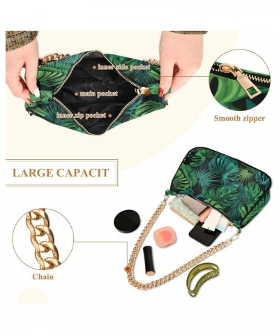 Handbags Shoulder Bag Womens Tote Clutch Purses Tropical Leaves Green Chain Bag for Women $16.79 Shoulder Bags