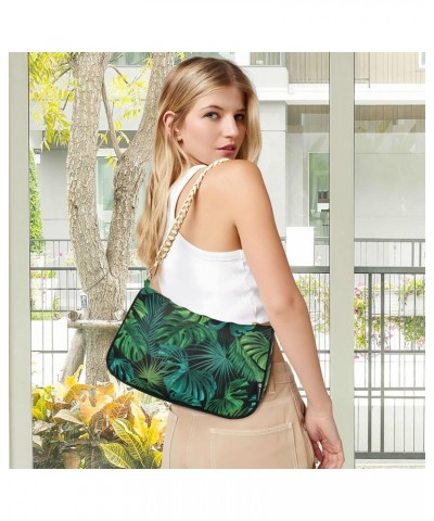 Handbags Shoulder Bag Womens Tote Clutch Purses Tropical Leaves Green Chain Bag for Women $16.79 Shoulder Bags