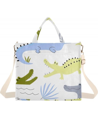 Cute Crocodiles Funny Shoulder Purse Women Gym Tote Handbag Pattern Book Bag Tote Bag with Pockets Childish Cute Crocodiles $...