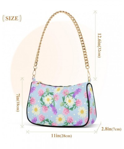 Shoulder Bag for Women, Cute Romantic Wildflowers Tote Bag Small Purses Cute Mini Zipper Handbag with Chain Strap $14.70 Totes