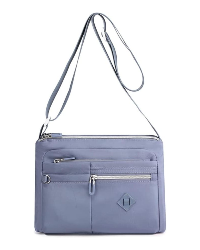 Crossbody bag for Women Nylon Multi-Zipper Mobile Phone Bag Small Handbag Blue $34.58 Totes