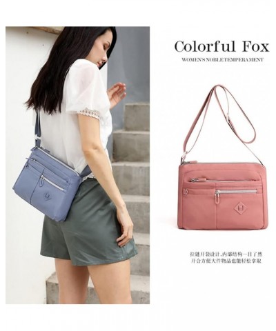 Crossbody bag for Women Nylon Multi-Zipper Mobile Phone Bag Small Handbag Blue $34.58 Totes