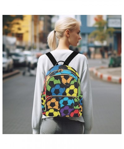 Women Backpack Soccer Rainbow Anti-Theft Travel Backpack with Luggage Belt Lightweight Handbag Lady Purse Roomy Double Zipper...