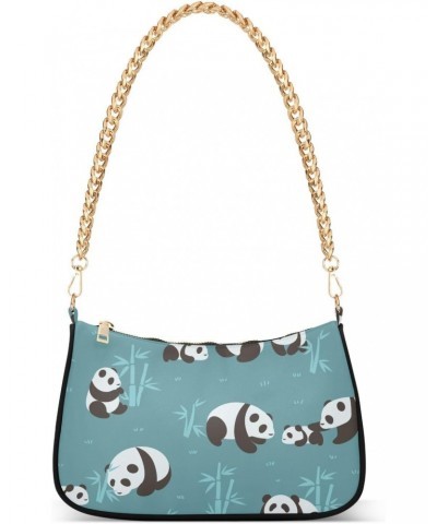 Shoulder Bag Retro Panda Bamboo Blue Women Clutch Handbag Shoulder Purch Date Chain Bag Tote Bag Spring Holiday Birthday Gift...