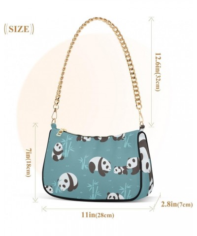 Shoulder Bag Retro Panda Bamboo Blue Women Clutch Handbag Shoulder Purch Date Chain Bag Tote Bag Spring Holiday Birthday Gift...