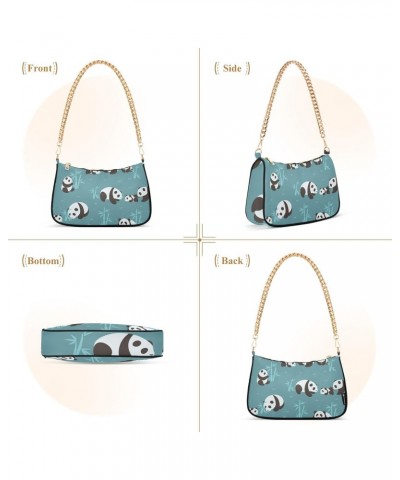 Shoulder Bag Retro Panda Bamboo Blue Women Clutch Handbag Shoulder Purch Date Chain Bag Tote Bag Spring Holiday Birthday Gift...