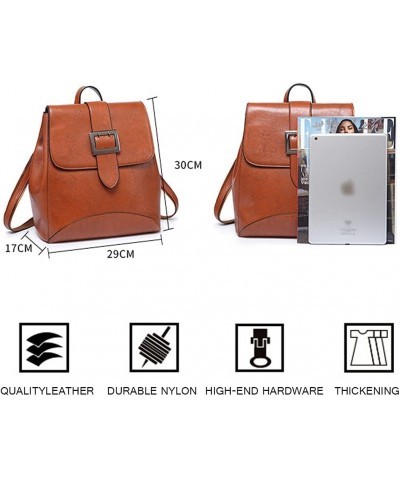 Women Backpack PU Leather Leisure Travel Backpack Shoulder Bag with Adjustable Shoulder Strap-Brown Brown $20.15 Backpacks