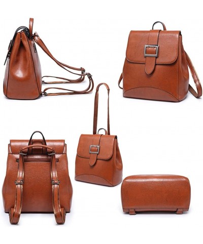 Women Backpack PU Leather Leisure Travel Backpack Shoulder Bag with Adjustable Shoulder Strap-Brown Brown $20.15 Backpacks