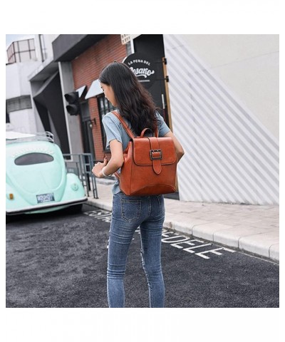 Women Backpack PU Leather Leisure Travel Backpack Shoulder Bag with Adjustable Shoulder Strap-Brown Brown $20.15 Backpacks