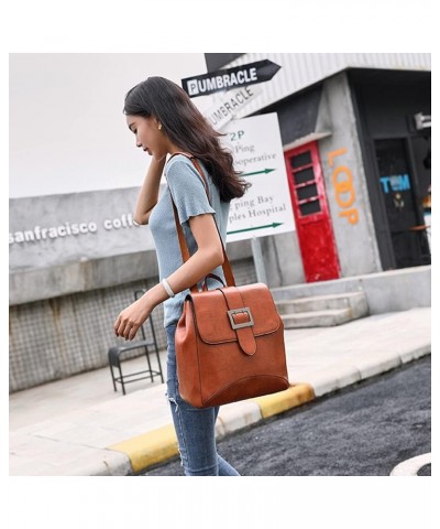 Women Backpack PU Leather Leisure Travel Backpack Shoulder Bag with Adjustable Shoulder Strap-Brown Brown $20.15 Backpacks