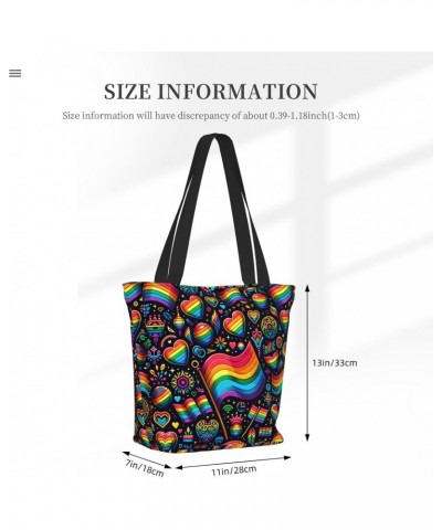 Women Shoulder Bag Lgbt-Pride-Rainbow Foldable Tote Bag With Zipper Closure Casual Shopping Purse Daily Bag $12.58 Totes