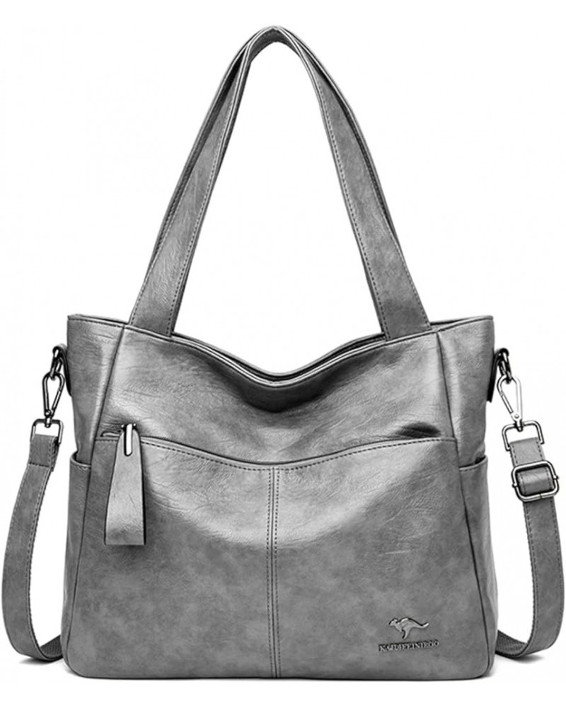 Ladies Soft Leather Shoulder Bags Luxury Handbags Ladies Designer Handbags Ladies Handbags Gray-12 $30.92 Shoulder Bags