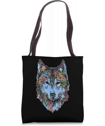 Colored Blue Wolf Artwork Forest Animal Wildlife Nature Tote Bag $12.46 Totes