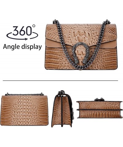 Crossbody Bag and Satchel Purse for Women - Fashion Snake Print Chain Purse Luxury PU Leather HandBag Z-crocodile Khaki $16.3...